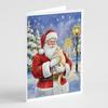 Caroline's Treasures Cream Cat with Santa Claus Greeting Cards Pack of 8 Blank Cards with Envelopes Whimsical A7 Size 5x7 view 1