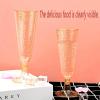 CYUU 100 Pack Plastic Champagne Flutes 5.5oz Gold Glitter, Disposable Plastic Champagne Glasses, Suitable for Wedding, Birthday Party, Thanksgiving Day, Christmas Supplies view 3