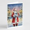 Caroline's Treasures Blue Heron with Santa Claus Greeting Cards Pack of 8 Blank Cards with Envelopes Whimsical A7 Size 5x7 view 1