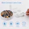 FekiLoot Modern Style Pattern Contact Lens Case Portable Travel Outdoor Contact Lens Cases Circle Leakproof Makeup Storage Box with Mirror for Home Office Dormitory view 3