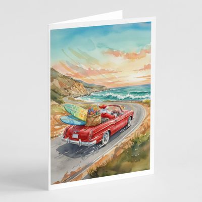Caroline's Treasures Santa Claus on Route 1 Christmas Greeting Cards Pack of 8 Blank Cards with Envelopes Whimsical A7 Size 5x7