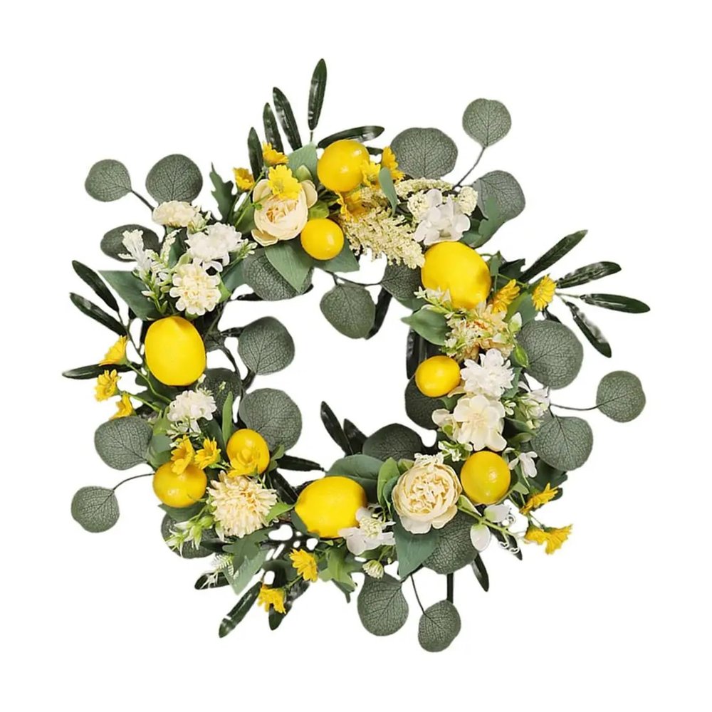 Compatible For Simulated Flower Wreath Wall Decor Summer Lemon Garland Fake Plant