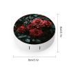 FekiLoot Red And Black Rose Contact Lens Case Portable Travel Outdoor Contact Lens Cases Circle Leakproof Makeup Storage Box with Mirror for Home Office Dormitory view 2