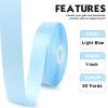 Light Blue Ribbon 1 Inch 50 Yards for Gift Wrapping, Double Faced Satin Ribbon for Flower Bouquet DIY Hair Bows Eternal Flowers, Valentines Day Wedding Birthday Party New Year Decorations view 2