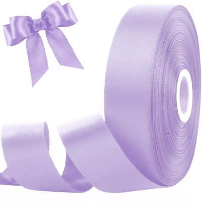 Light Purple Ribbon 1 Inch 50 Yards for Gift Wrapping, Double Faced Satin Ribbon for Flower Bouquet DIY Hair Bows Eternal Flowers, Valentines Day Wedding Birthday Party New Year Decorations
