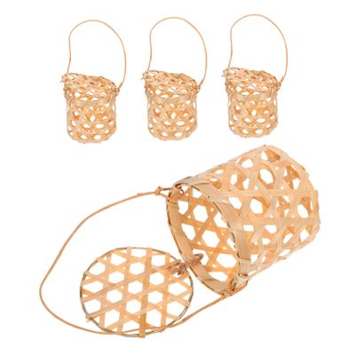 4pcs Mini Woven Basket with Lid Handheld Small Portable Favor Boxes with Handle for Wedding Party Candy Elegant Artisan Craftsmanship for Event Decor and Packaging