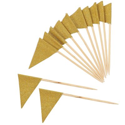 IOBIDDYS 12Pcs Glitter Food Flags Cake Tasting Picks Dessert Decor Appetizer Toothpicks for Party Cupcakes Cheese Fruit Finger Food
