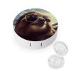 FekiLoot Sloth with Sunglasses Contact Lens Case Portable Travel Outdoor Contact Lens Cases Circle Leakproof Makeup Storage Box with Mirror for Home Office Dormitory view 1