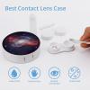 FekiLoot Universe Milky Way Galaxy Contact Lens Case Portable Travel Outdoor Contact Lens Cases Circle Leakproof Makeup Storage Box with Mirror for Home Office Dormitory view 3