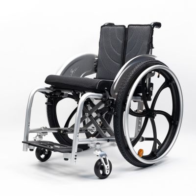 Foldable Lightweight Sports Wheelchair for Adults All-Terrain Adjustable Footrest, HandbrakesAnti-Roll Back for Travel, Youth and Elderly(Silver2,Seat Width 43cm/17in)