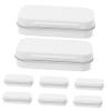 8pcs White Rectangular Tinplate Storage Boxes with Hinged Lids Metal Tin Containers for Candy Cookies Tea Cosmetics Jewelry Photo Organizers Secure Closure for Home and Travel Use view 1