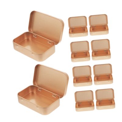 10pcs Tinplate Storage Boxes with Hinged Lids Small Rectangular Containers for Candy Jewelry Office Supplies Retro Tinplate Snack Organizers