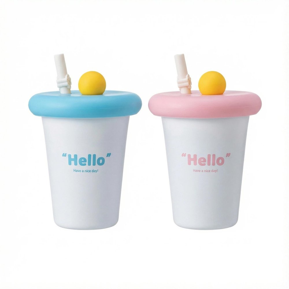 XAUZIX 350ml Cup Set of 2 Portable Cup with Straw Reusable Daily Drink Cup (2-Pack)