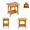 16" Compact Teak Shower Bench with Shelf & Handle, Solid Premium Teak Shower Stool, Durable Waterproof Seat for Inside Shower, Teak Wood Bench for Bathroom, Indoor & Outdoor Use view 3