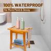 16" Compact Teak Shower Bench with Shelf & Handle, Solid Premium Teak Shower Stool, Durable Waterproof Seat for Inside Shower, Teak Wood Bench for Bathroom, Indoor & Outdoor Use view 4