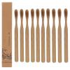 10pcs Boar Bristle Toothbrush, Disposable Soft Bristle Bamboo Toothbrushes with Natural Wooden Handle for Gentle Cleanings, Travel Adults Oral Care, Zero Waste Lifestyle view 1