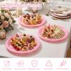 100pcs Pink 12 Inch Oval Plastic Plates, Disposable Sturdy Oval Serving Platters, Large Plastic Oval Dinner Plates for Baby Shower, Wedding, Bridal Shower, Birthday Party, Girl Party & Picnic view 3