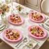 100pcs Pink 12 Inch Oval Plastic Plates, Disposable Sturdy Oval Serving Platters, Large Plastic Oval Dinner Plates for Baby Shower, Wedding, Bridal Shower, Birthday Party, Girl Party & Picnic view 4