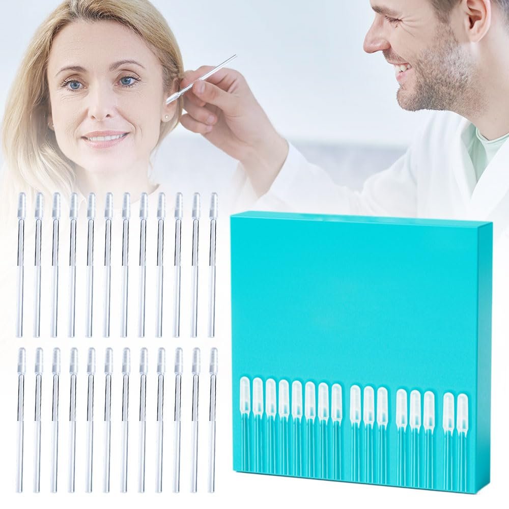 24 Pcs Ear Wax Stick, 2025 New Reusable Sticky Soft Head Ear Swabs, Adhesive Ear Wax Removal Tools, Ear Cleaning Tools Ear Curette for Kids & Adults (Small, 24 Pcs)