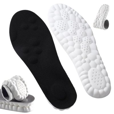 Massage Insole, Steppers Insoles for Men Women, 2026 New Memory Foam Cloud Insoles, Upgrade Massage Insole with Arch Surpport and Cushioned Comfort Fits All Shoe Types (Black+White, 5.5-6)
