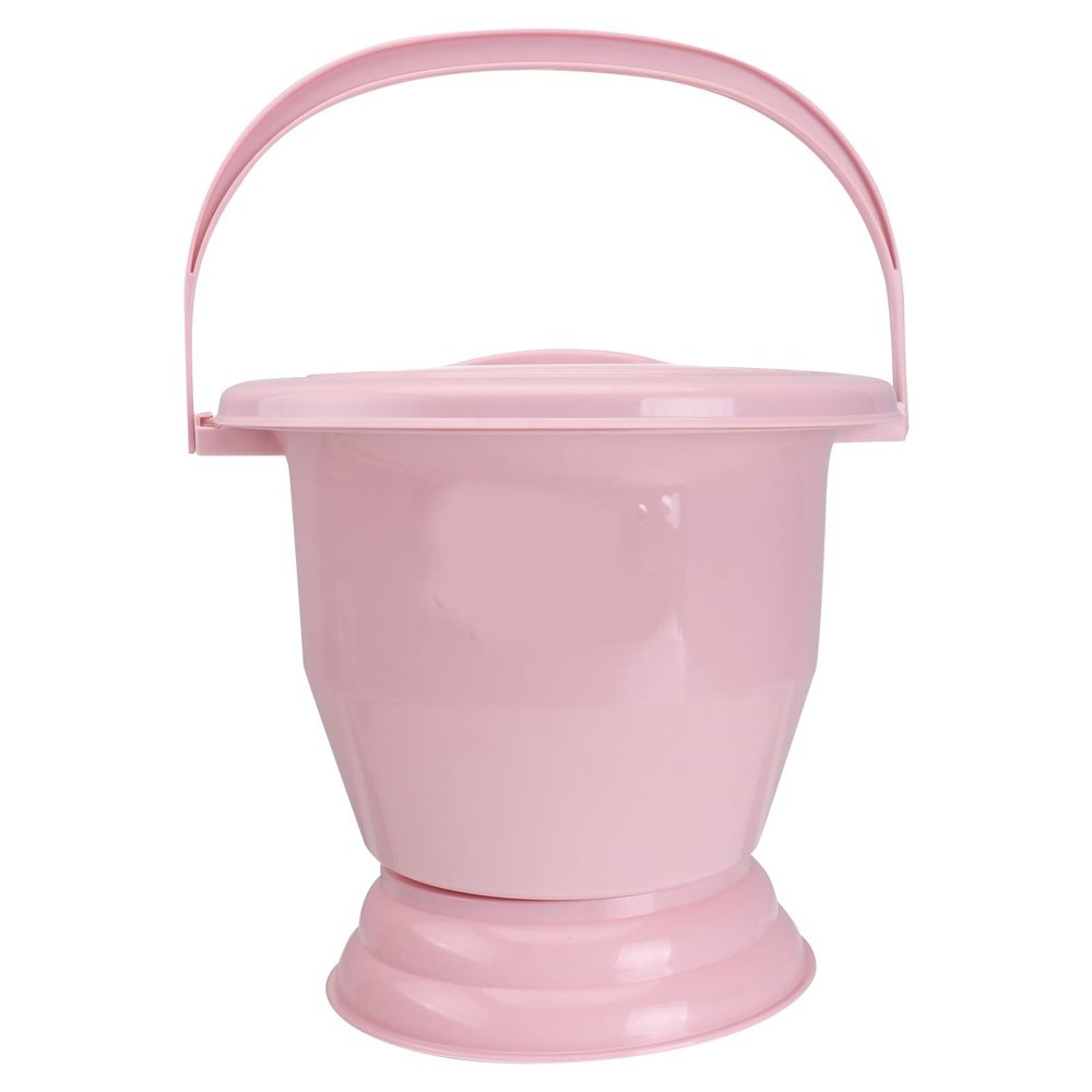 POPETPOP Thickened Plastic Spittoon with Handle and Lockable Lid Portable Urine Pot for Adults and Elderly Lightweight Bed Pan Chamber Pot for Home and Bedroom Use Compact and Easy to Carry