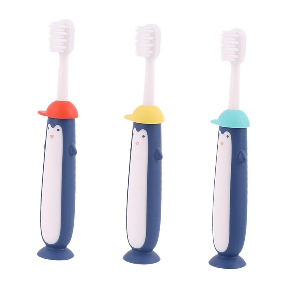 CHILDWEET 3pcs Cartoon Toothbrushes Soft Bristles Manual Teeth Cleaning Brush for Boys Ages Ergonomic Handle Comfortable Grip Mixed Blue Yellow Red Colors
