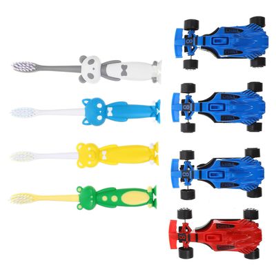 DEARMAMY 4 Sets Manual Toothbrush with Cartoon Characters Soft Bristles for Deep Cleaning Teeth Comfortable Grip for Washable and Gentle Gums Mixed Styles for Boys