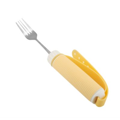 Adaptive Utensils for Arthritis & Disabled | 360 Rotating Utensil/Spoon | Food Grade Stainless Steel | Secure Grip for Elderly (Fork)