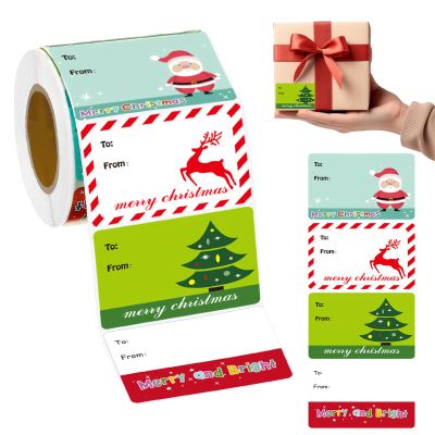 200 PCS Christmas Gift Tags - Gift Tags for Christmas Presents,50 x 38mm Christmas Tags Sticker Self-Adhesive Labels for Present Cards (B-500PCS)