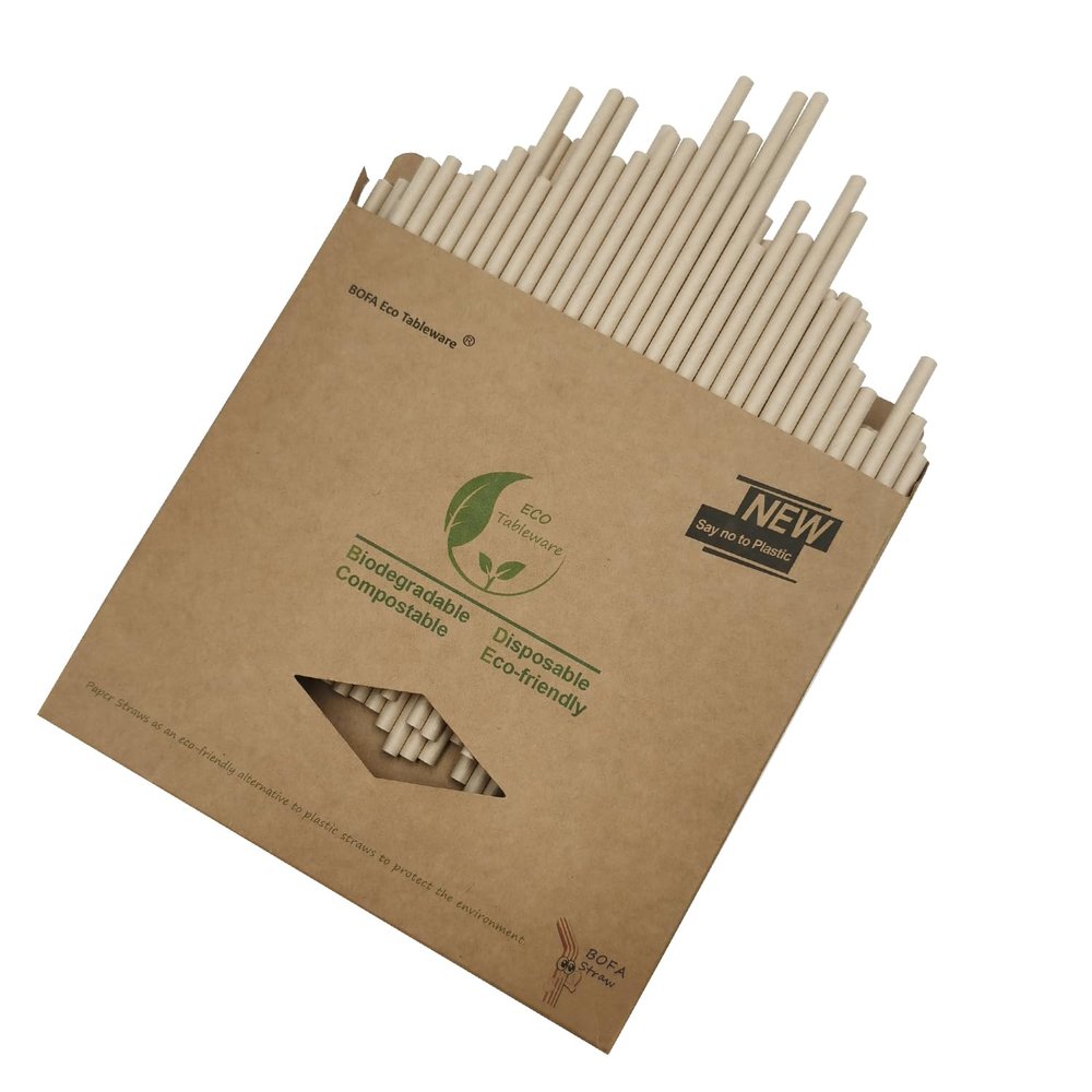 100 Pack Kraft Paper Straws, Biodegradable Disposable Brown Drinking Straw for Restaurants, Party Supplies and Mixed Drinks