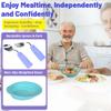 Ehucon Adaptive Utensils and Bowl (AQUA and Purple-Left, Adaptive Utensils Set-Left and Bowl) view 2