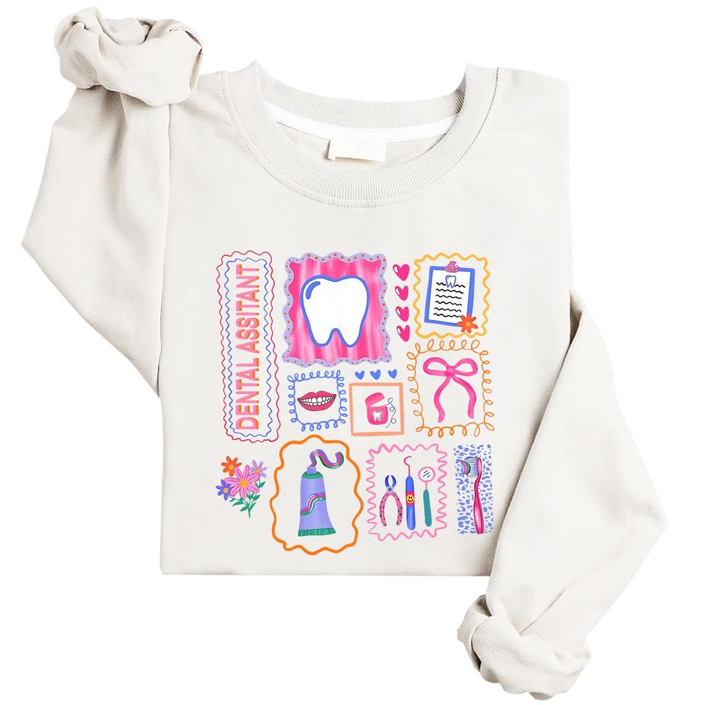 Sidovwt Dental Assistant Sweatshirt Dental Sweatshirt Woman White
