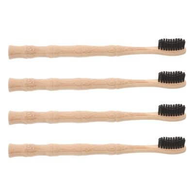 FUOYLOO 4pcs Soft Toothbrushes with Ergonomic Handle Extra Soft Bristles for Gentle Oral Cleaning Portable for Travel and Household Use Dark Curved Head Design