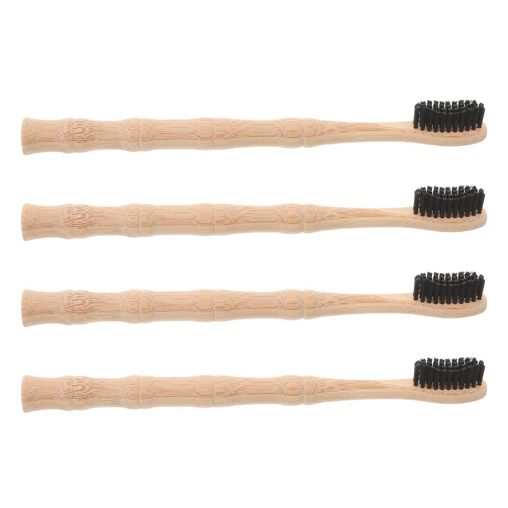 FUOYLOO 4pcs Soft Toothbrushes with Ergonomic Handle Extra Soft Bristles for Gentle Oral Cleaning Portable for Travel and Household Use Dark Curved Head Design