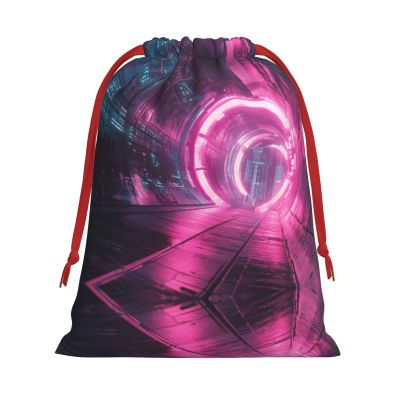 FFGhjk Technology Tunnel Patterned Medium drawstring bag, festive packaging bag, perfect for Christmas parties
