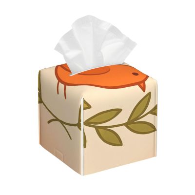 YzgWjBhd Leaf Around Birds Leather Tissue Box Cover Square, Waterproof Lightweight Tissue Holder Organizer for Bedroom Countertop Dresser Office Desk