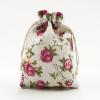 10/20 Pieces Rose Printing Linen Drawstring Bags for WeddingHome Kitchen Organizer Cotton Storage(7x9cm,10 pieces) view 2