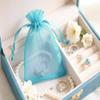100Pcs Organza Bags Small Transparent Mesh Bags Mini with Satin Drawstring for Reusable Gift Packaging (Sky Blue, 2.8 * 3.5inch) view 2