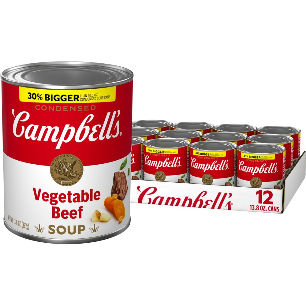 Campbell's Condensed Vegetable Beef Soup, 13.8 oz Can (12 Pack)