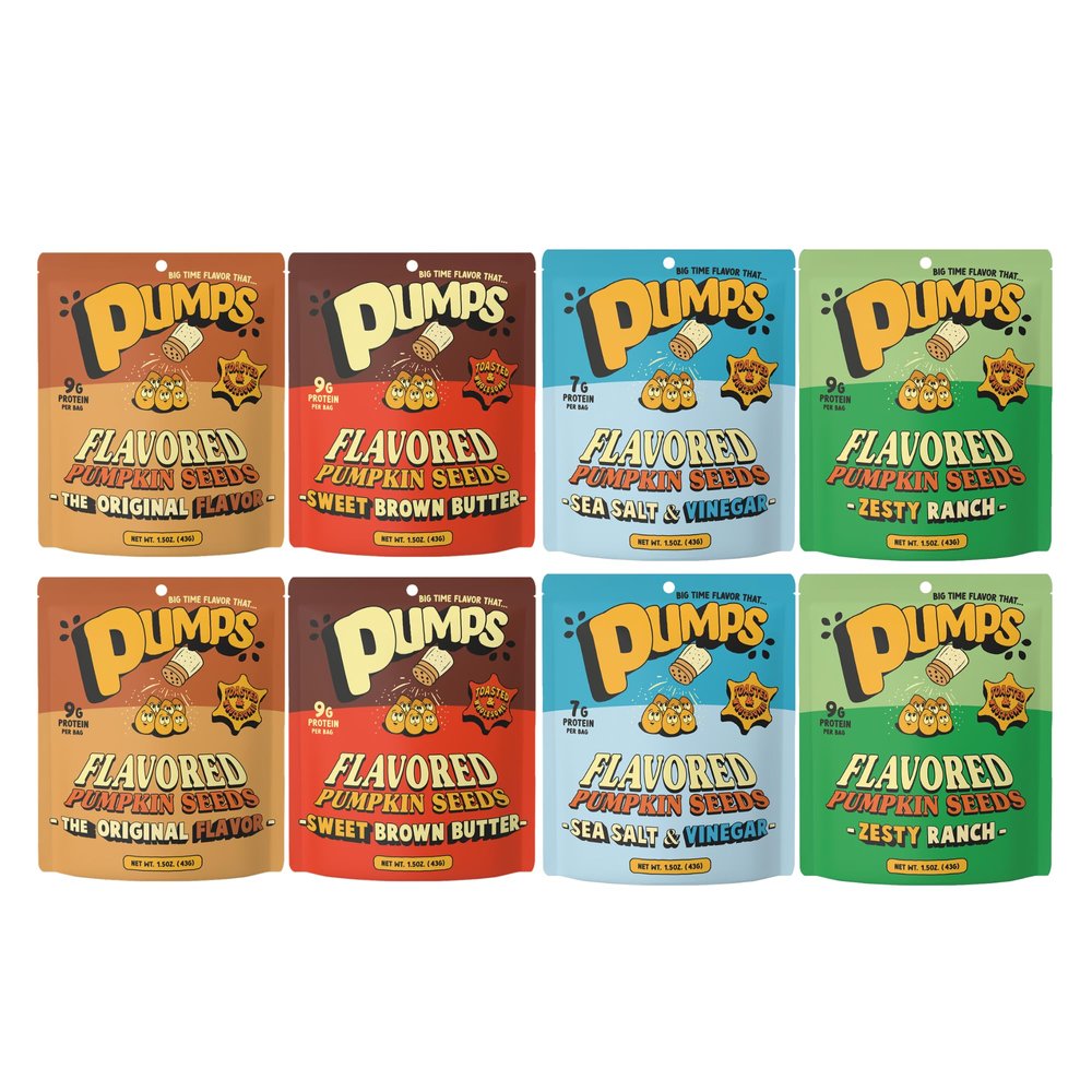 PUMPS Pumpkin Seed Variety Pack, 1.5 oz, 8-Pack, 4 Flavors