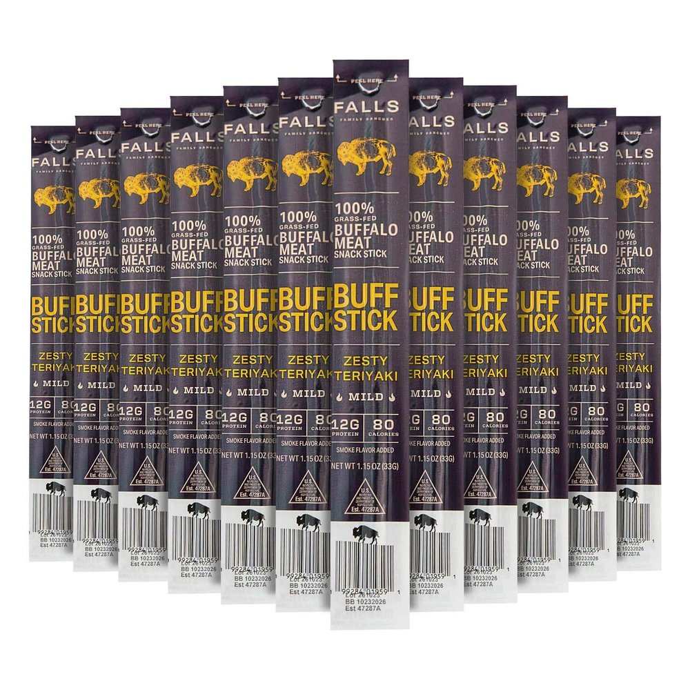 Falls Family Ranches - Zesty Teriyaki Buffalo Snack Sticks - 12 x 1.15oz