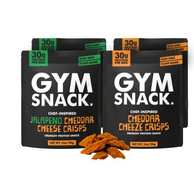 Gym Snack Protein Crisps Variety Pack Cheddar Cheeze & Jalapeo, Crunchy High Protein Snack Chips with 30g Pea Protein per Bag, Low Carb, Vegan, Gluten Free, Keto Friendly (4 Pack, 2oz)