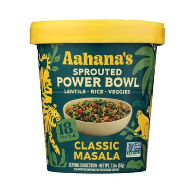 Aahana's Sprouted Power Bowls | 18g High Protein, High Fiber | Instant Lentils, Vegan, Gluten Free, Ready Meals | Indian Vegetarian Meal | No Refrigeration Required | Just Add Water (24 Count Classic Masala)