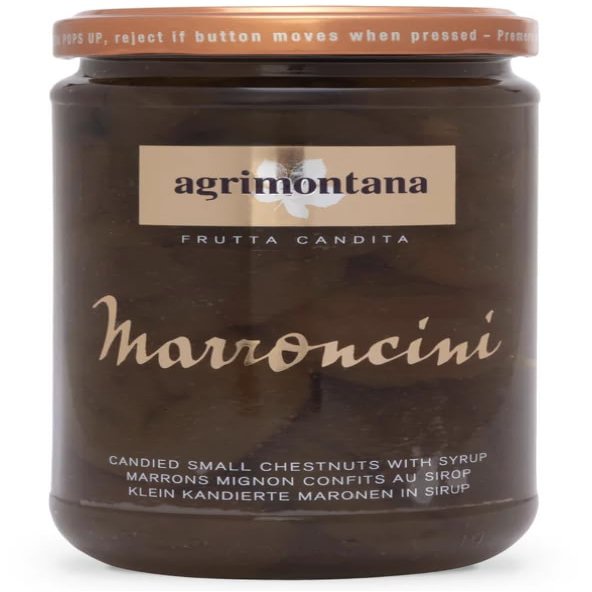 Agrimontanas Candied Chestnuts Chunks in Syrup, Jar of 420 Grams/Drained Weight: 250 Grams / 8.81 Grams