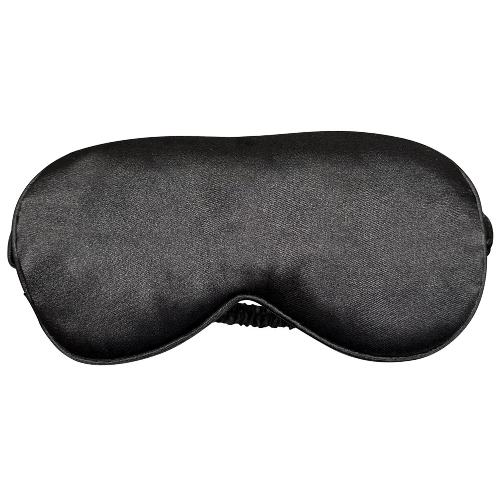 Anerika Premium 100% Silk Sleep Mask, Lightweight Foam Padded Eye Cover with Contoured Nose Bridge, Black and belge, for Comfortable Sleep (Black)