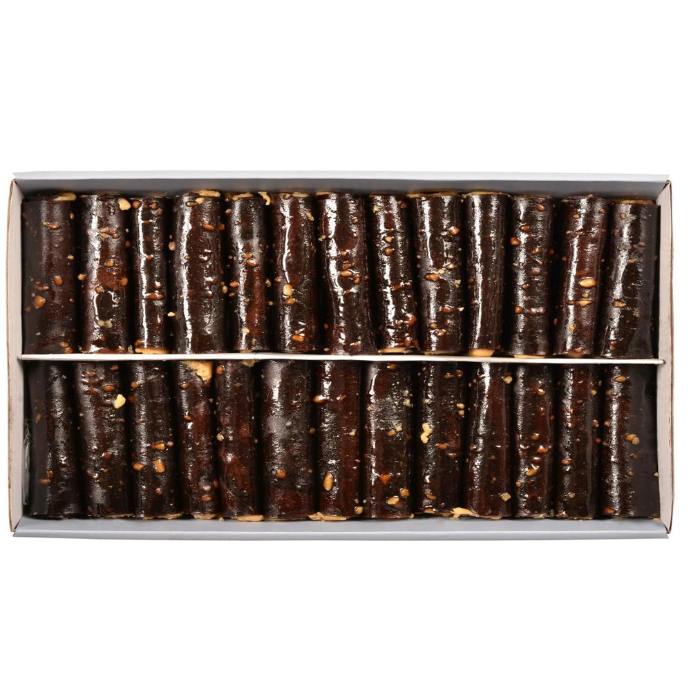Turkish Carob Fruit Leather Roll with Hazelnut Paste Filling - Gumushane Traditional Pestil 500g (1.1 lbs) - Silver