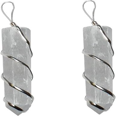 Sellinghub21 Raw Selenite Crystal Pendant Necklace for Women - Taurus Birthstone | Handmade with Ethically Sourced Genuine Healing Crystals and Stones | Crystal Necklaces (Set of 2)