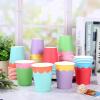 JarThenaAMCS 60 Pcs Rainbow Paper Cups 9 Oz Colored Scalloped Disposable Coffee Cups for Birthday Baby Shower Holiday Party Supplies view 3