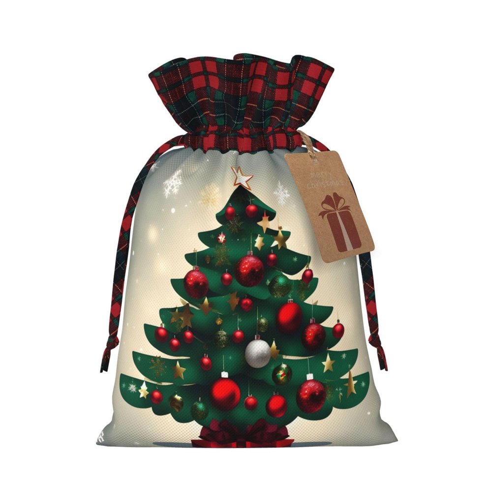 WBQLSL Christmas Gift Tree Printed Small Christmas Storage Bags, Birthday Party Supplies, Holiday Gift Storage Bags, Portable Gift Bags