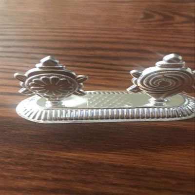 Mahita Collections Pure Silver Shanku Chakra 17g, Lord Tirupati Balaji Shanku Chakram Stand Statue for Pooja Room, Home Decor, Indian Pooja Items Return Gift Item.